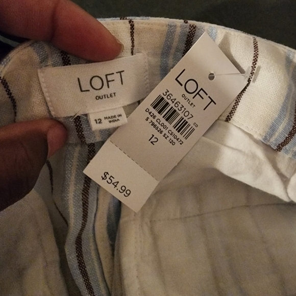 Loft Linen Blend Striped 5" Shorts Size 12 NWT - Picture 5 of 9